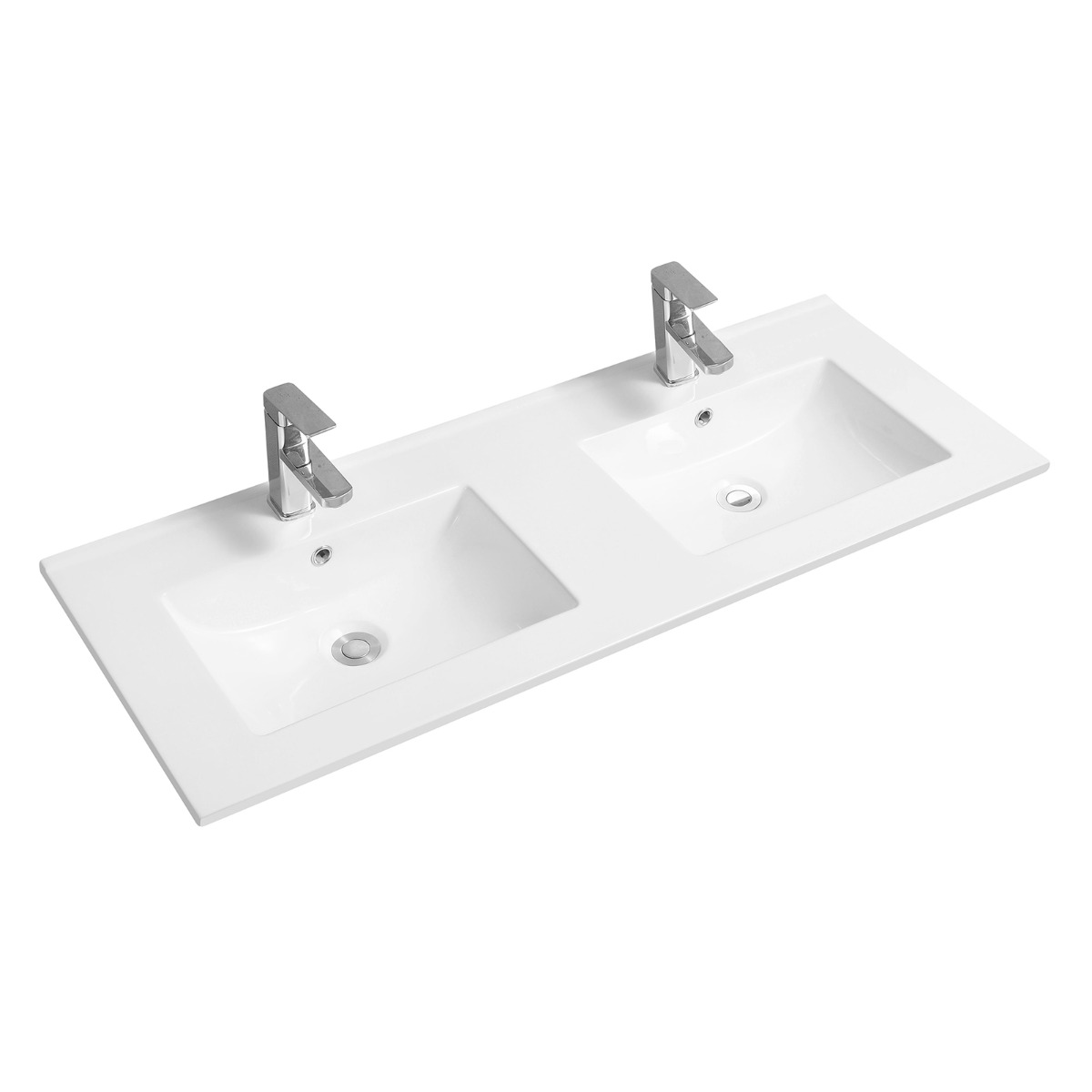 4001A Ceramic 121cm Thin-Edge Double Inset Basin with Scooped Bowl