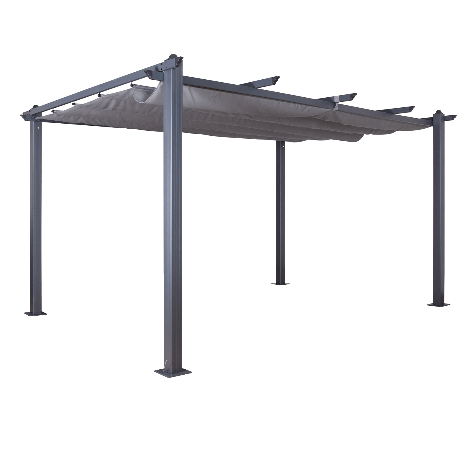 Acorn Aluminium 4m Rectangular Pergola Gazebo in Grey