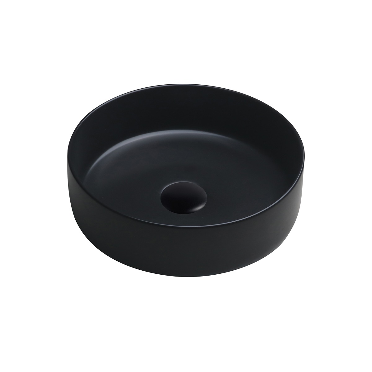 7844 Ceramic Vert Round Countertop Basin in Matte Black