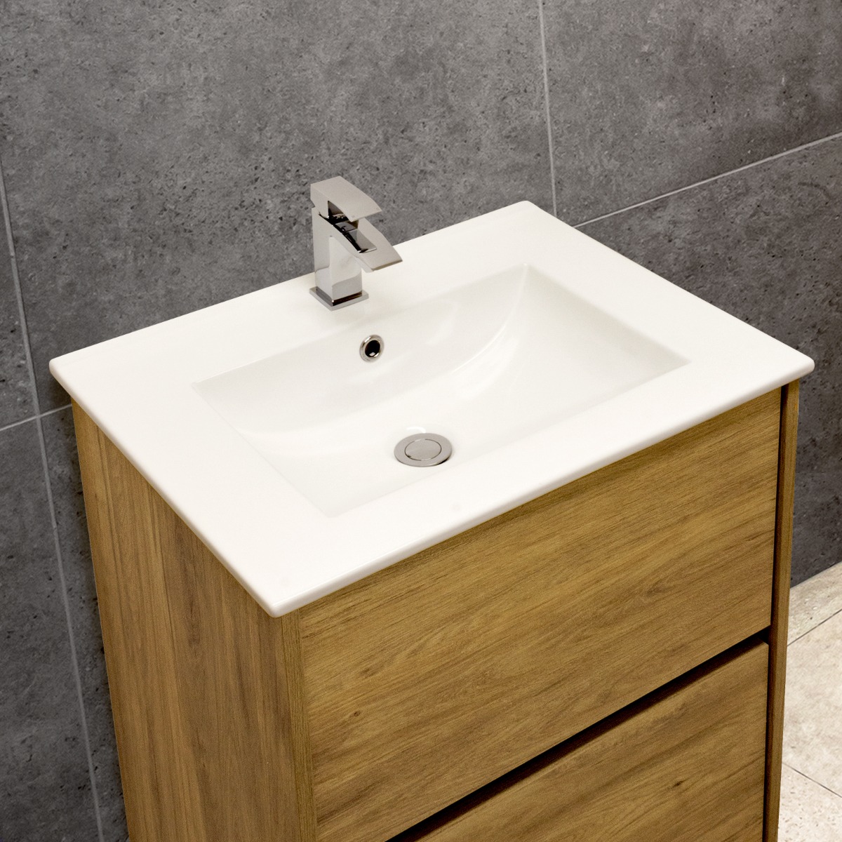 4001A Ceramic 61cm Thin-Edge Inset Basin with Scooped Bowl