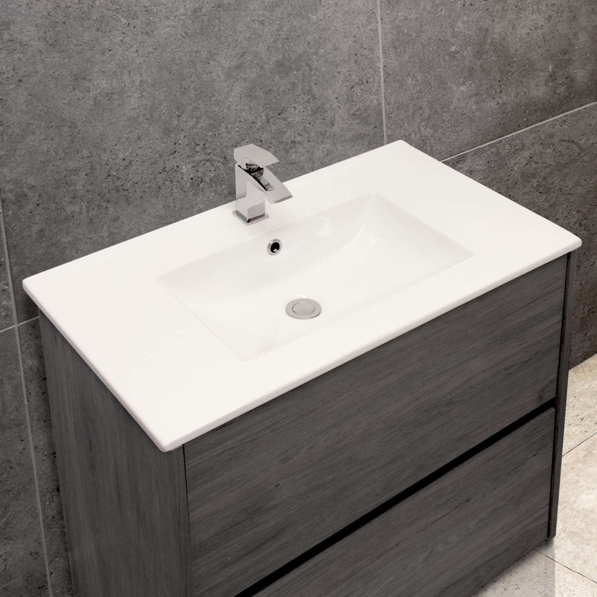 4001A Ceramic 81cm Thin-Edge Inset Basin with Scooped Bowl