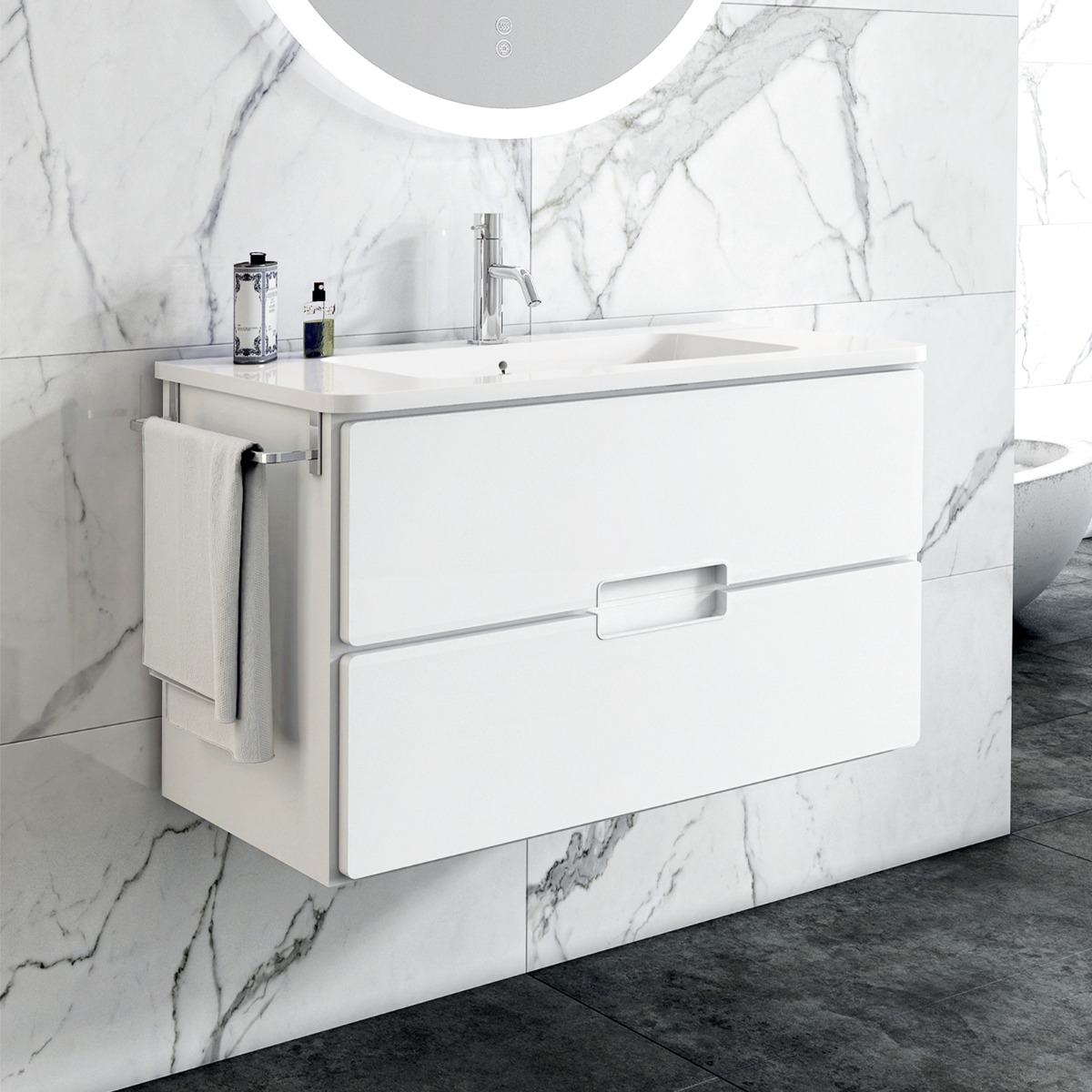 Adele 60cm 2 Drawer Basin Single Vanity Unit or Basin Set in White