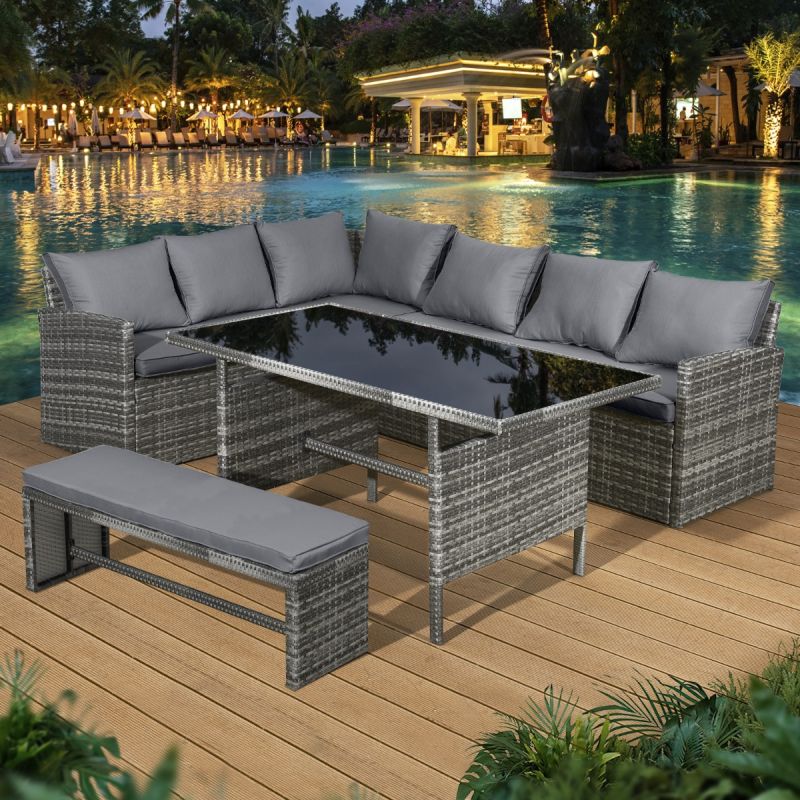 Rattan dining online set homebase