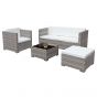 Acorn Rattan 5 Seat Lounge Sofa Set in Dove Grey with White Cushions