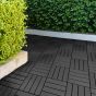 Polydeck (Pack of 12) Woodgrain-Effect 30x30cm Decking Tiles in Black