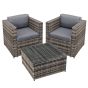 Malta Rattan 2 Seat Tea for Two Set in Walnut Grey 
