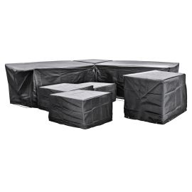 EZBreathe Malta 9 Seat Twin Stool Furniture Set Cover in Black