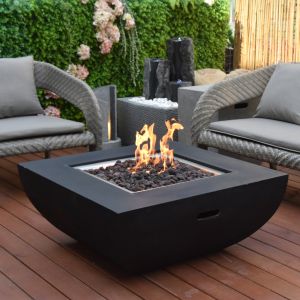Aurora GFR Concrete Square Fire Table in Black