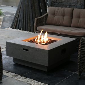 Manhattan HPC Concrete Square Fire Table in Light Grey