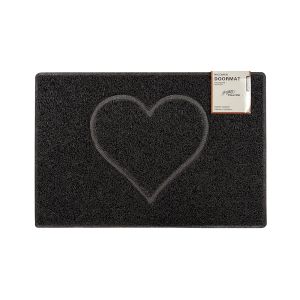 Heart Medium Embossed Doormat in Black 