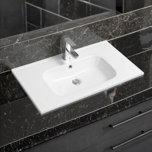 4010 Ceramic 81cm Thin-Edge Inset Basin with Oval Bowl