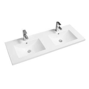 Mid-Edge 5001 Ceramic 121cm Double Inset Basin with Scooped Bowl