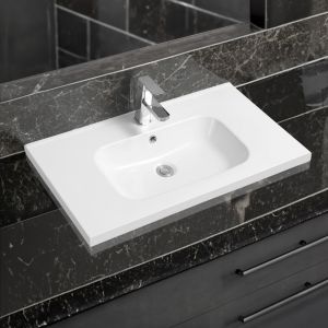 5414 Ceramic 81cm Mid-Edge Inset Basin with Oval Bowl