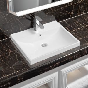 5409 Ceramic 60.5cm Thick-Edge Inset Basin with Scooped Full Bowl