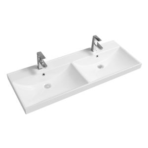 5409 Ceramic 120.5cm Thick-Edge Double Inset Basin with Scooped Full Bowl