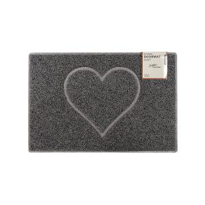 Heart Small Embossed Doormat in Grey with Open Back