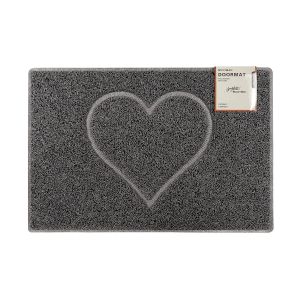 Heart Large Embossed Doormat in Grey with Open Back