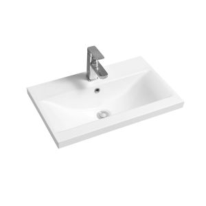 5004 Ceramic 61cm Mid-Edge Inset Basin with Dipped Bowl
