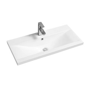 5004 Ceramic 81cm Mid-Edge Inset Basin with Dipped Bowl