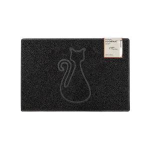 Cat Small Embossed Doormat in Black
