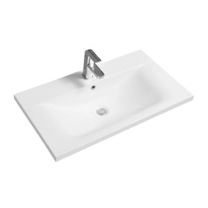 5089 Ceramic 81cm Thin-Edge Inset Basin with Dipped Bowl