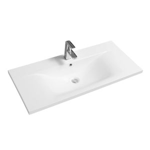 5089 Ceramic 101cm Thin-Edge Inset Basin with Dipped Bowl