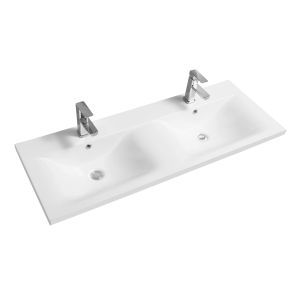 5089 Ceramic 121cm Thin-Edge Double Inset Basin with Dipped Bowl