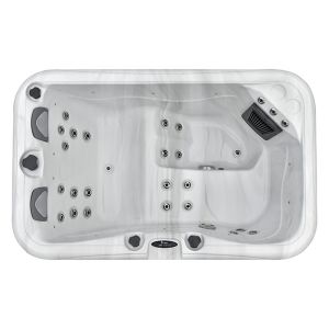 Dual Lounger+ Luxury 3 Seat Hot Tub in White/Grey
