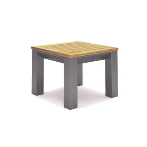 Tanla Side Table in Grey with Teak Top