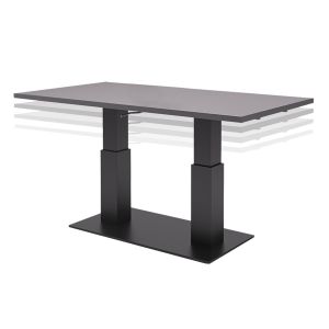 Baasi Aluminium Rectangular Rising Table in Grey with Glass Top