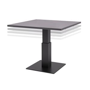 Baasi Aluminium Square Rising Table in Grey with Glass Top