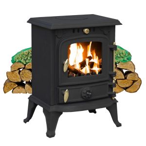 4.5kW Cast Iron Solid Multifuel Wood Burning Stove + Firewood