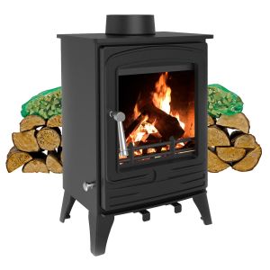 4.2kW Steel Eco Solid Multifuel Wood Burning Stove + Firewood