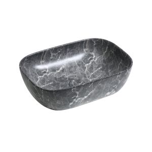 7840 Ceramic Oblong Countertop Basin in Black Marble Effect