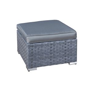 Malta Rattan Footstool in Ocean Grey