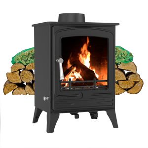 5kW Steel Eco Solid Multifuel Wood Burning Stove + Firewood