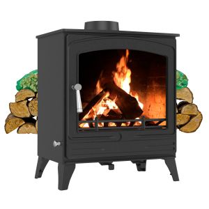 8.5kW Steel Eco Solid Multifuel Wood Burning Stove + Firewood