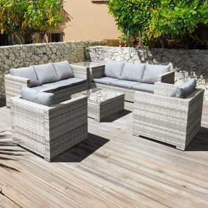 Malta Rattan 8 Seat Corner Set in Dove Grey 