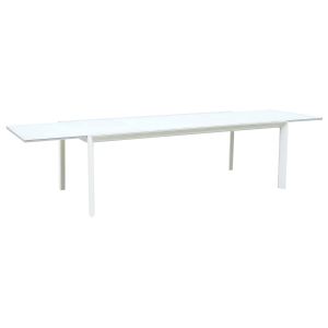 Pesaro Aluminium 6-8 Seat Extending Rect. Dining Table in White with White Glass Top