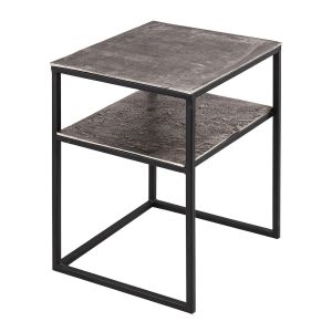 Farrah Collection Silver Side Table with Shelf