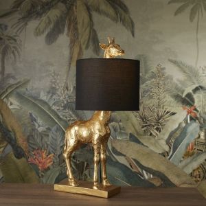 Georgy Giraffe Table Lamp in Gold & Black