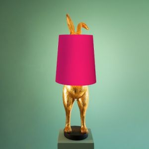 Hiding Hare Table Lamp in Gold & Pink