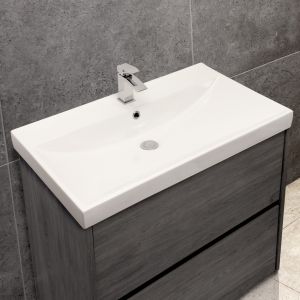 5409 Ceramic 80.5cm Thick-Edge Inset Basin with Scooped Full Bowl