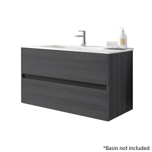 Alba 100cm 2 Drawer Basin Unit in Grey Oak