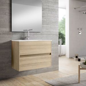 Alba 80cm Basin Set - 80cm Basin & 2 Drawer Basin Unit in European Oak