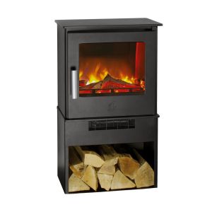  Malvern Deluxe 2kw Holographic Electric Stove with Logstore Base in Black