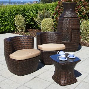 Provence Rattan 2 Seater Square Tea For Two Set in Cappuccino