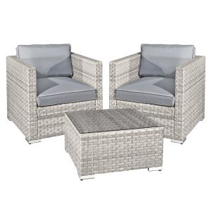 Malta Rattan 2 Seat Tea for Two Set in Dove Grey