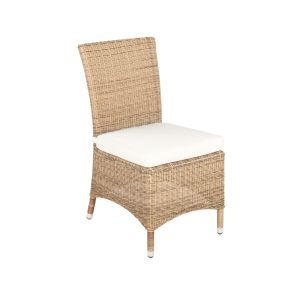 Barcelona Rattan Dining Chair in 4 Seasons with Creamy White Cushions