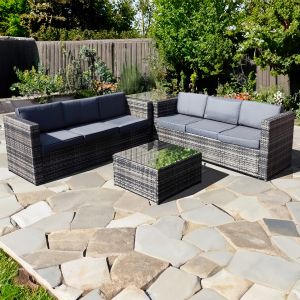 Malta Rattan 6 Seat Corner Set in Walnut Grey 